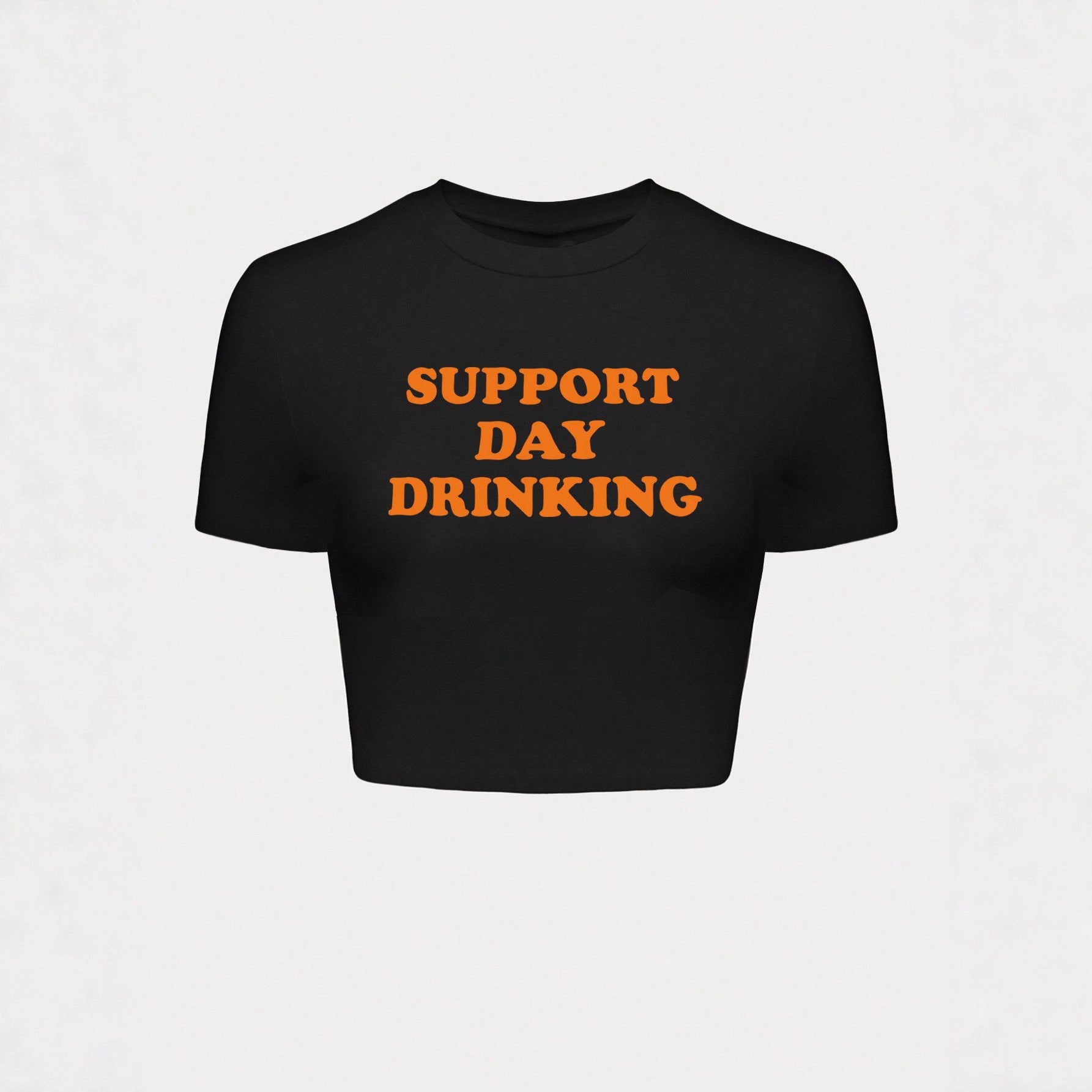 Damen Crop-T-Shirt mit kreativem Spruchdesign R&B