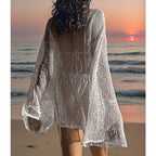 Damen transparente Strandbluse mit funkelndem Effekt EB