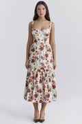 Damen Floral Maxikleid mit schulterfreiem Design und voluminösem Rock R&B