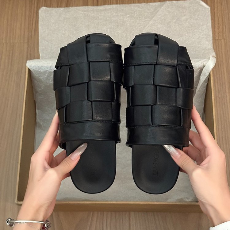 Damen modische Slipper mit geflochtenem Design und rutschfester Sohle R&B