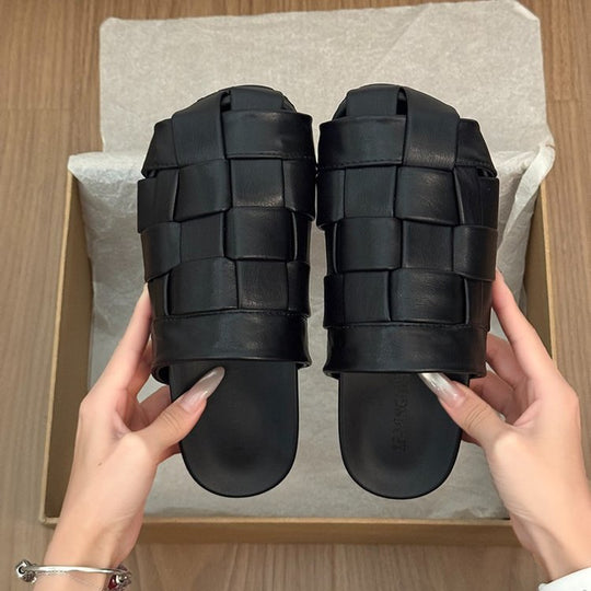 Damen modische Slipper mit geflochtenem Design und rutschfester Sohle R&B