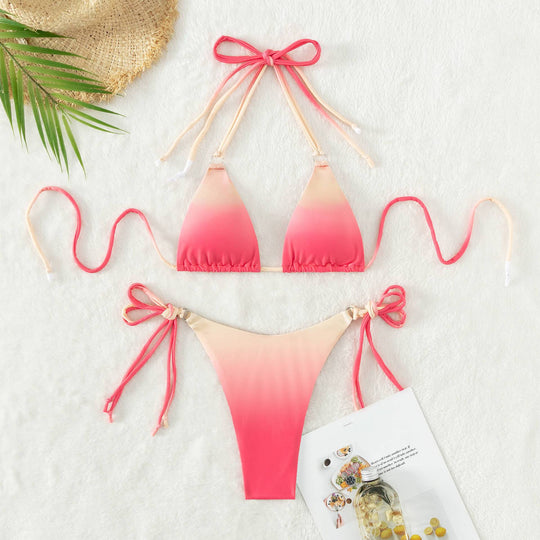 Damen Triangel-Bikini mit modernem Farbverlauf und verstellbaren Trägersystem R&B