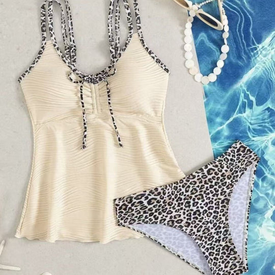 Damen Tankini mit gerafftem Oberteil und verspieltem Kordelzug R&B