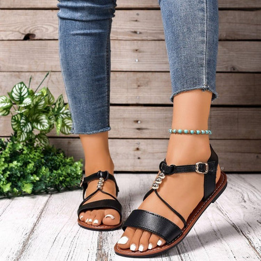 Damen modische Riemchen-Sandalen mit dekorativen Akzenten R&B