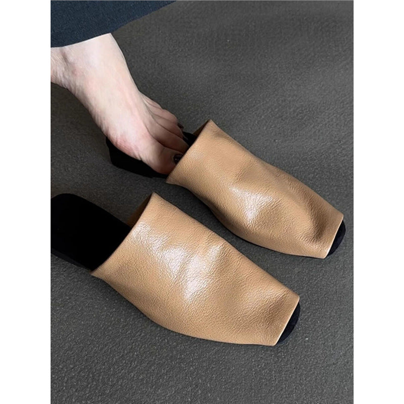 Damen Offene Mules aus weichem Leder R&B