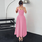 Damen Elegantes Abendkleid mit quadratischem Ausschnitt und fließendem Rock R&B