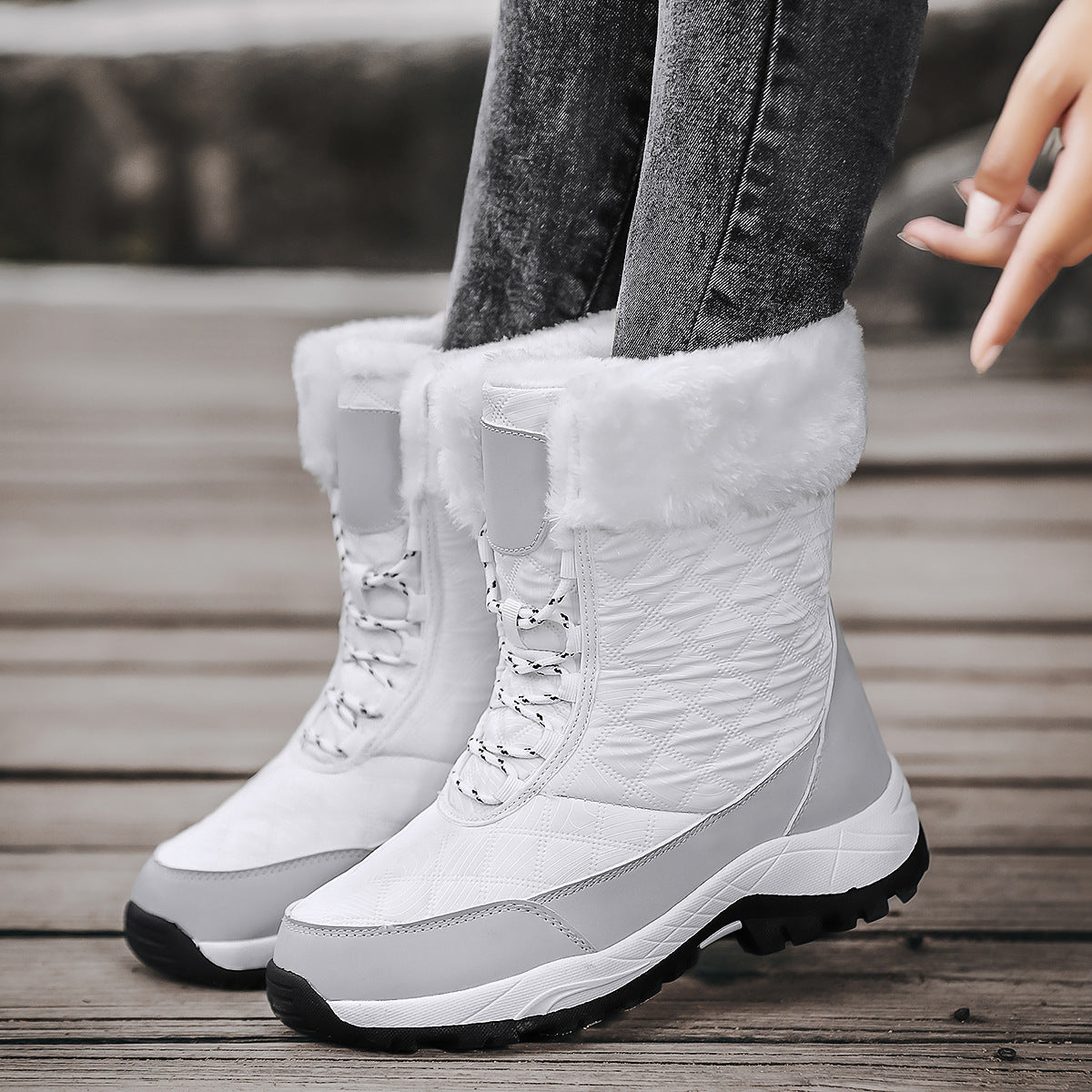 Damen Winterstiefel mit warmem Futter und rutschfester Sohle R&B