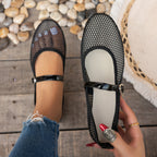 Damen Atmungsaktive Mary Jane Ballerinas mit Netzdesign R&B