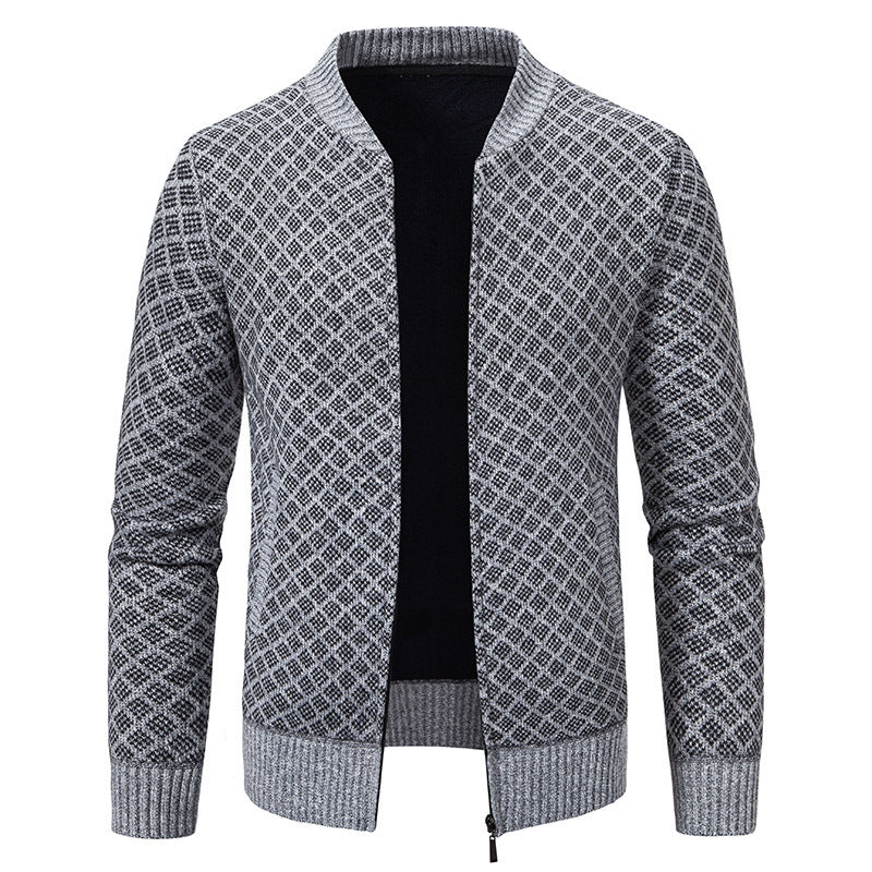 Herren Urbaner Strickjacke mit asymmetrischem Reißverschluss, hohem Kragen und modernen Details