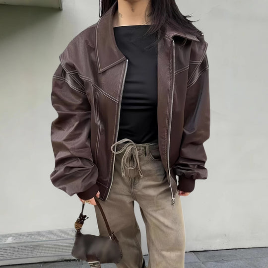 Damen lässige Oversized-Bomberjacke R&B