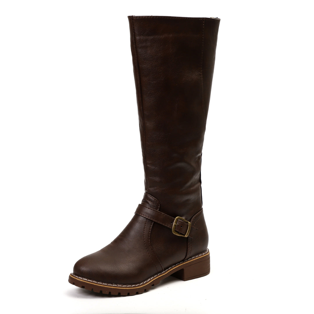 Damen Modische Stiefel mit eleganter Schnalle und robustem Profil R&B