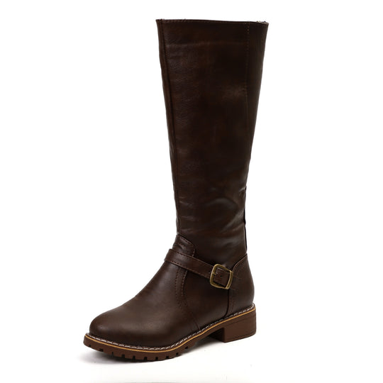 Damen Modische Stiefel mit eleganter Schnalle und robustem Profil R&B