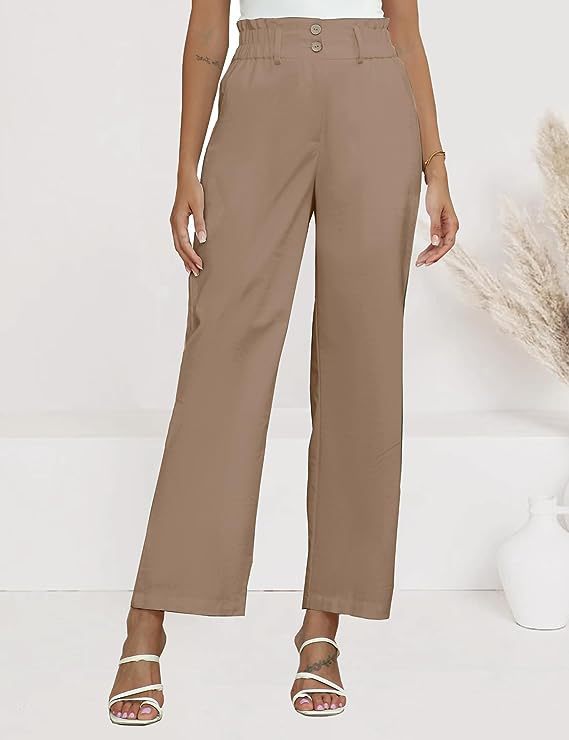 Damen Bequeme Weit geschnittene Hose mit elastischem Bund und Knopfdetails R&B