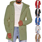 Herren modische Jacke mit Kapuze und doppelter Knopfleiste R&B