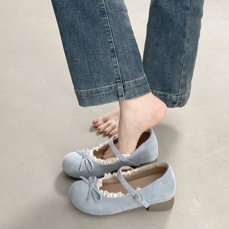 Damen elegante Mary Jane Ballerinas mit modischer Schleifenverzierung R&B