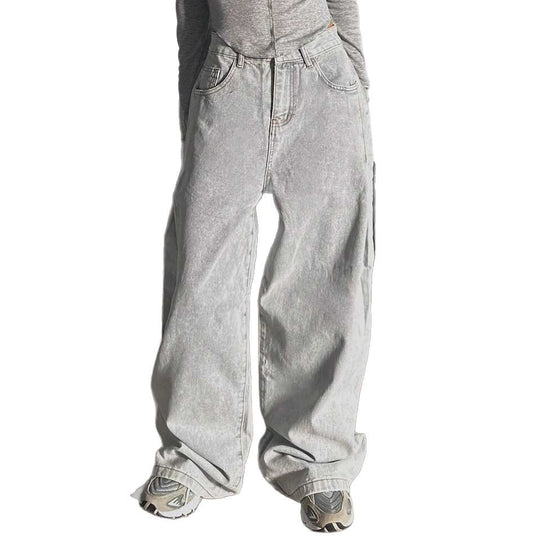 Damen Weite Jeans im lässigen Urban-Style mit hohem Bund und markanten Nähten R&B