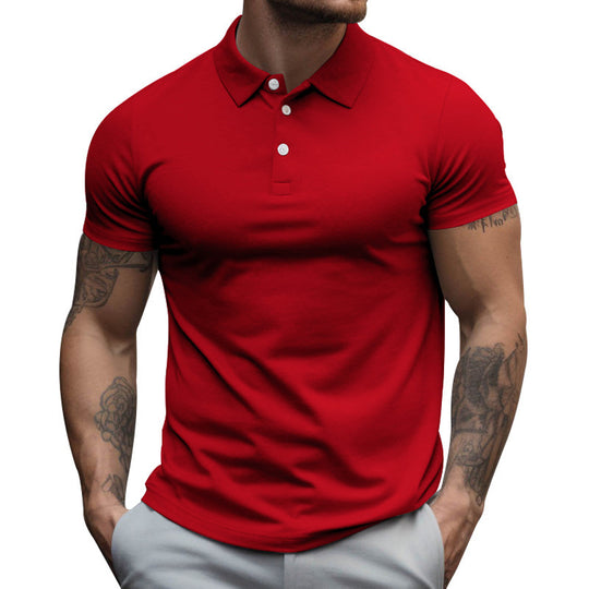 Herren nan tailliertes Stretch-Polo mit Hemdkragen kurzer Knopfleiste und körpernahem Schnitt R&B