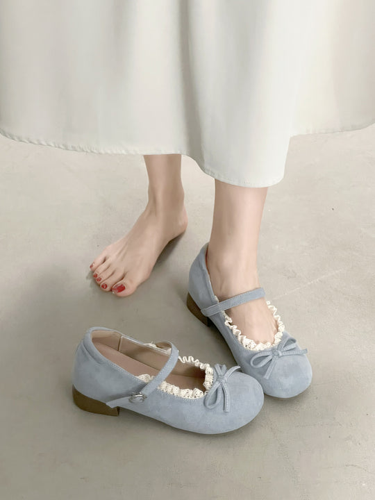 Damen Ballerinas mit eleganter Rüschenkante und praktischem Riemen R&B