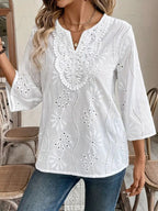 Damen elegante Tambour-Bluse mit floralen Stickereien R&B