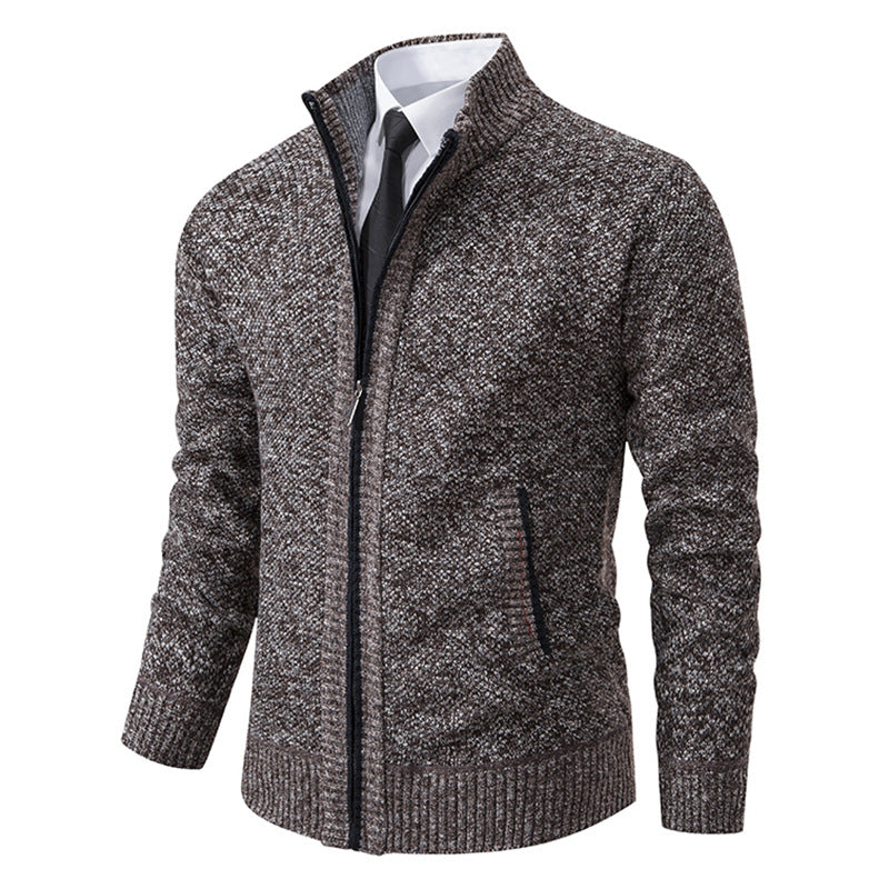 Herren elegante Strickjacke mit hohem Kragen und praktischem Reißverschluss R&B