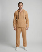Herren lässiges Leinen-Hoodie-Set mit praktischen Taschen und entspannter Passform R&B