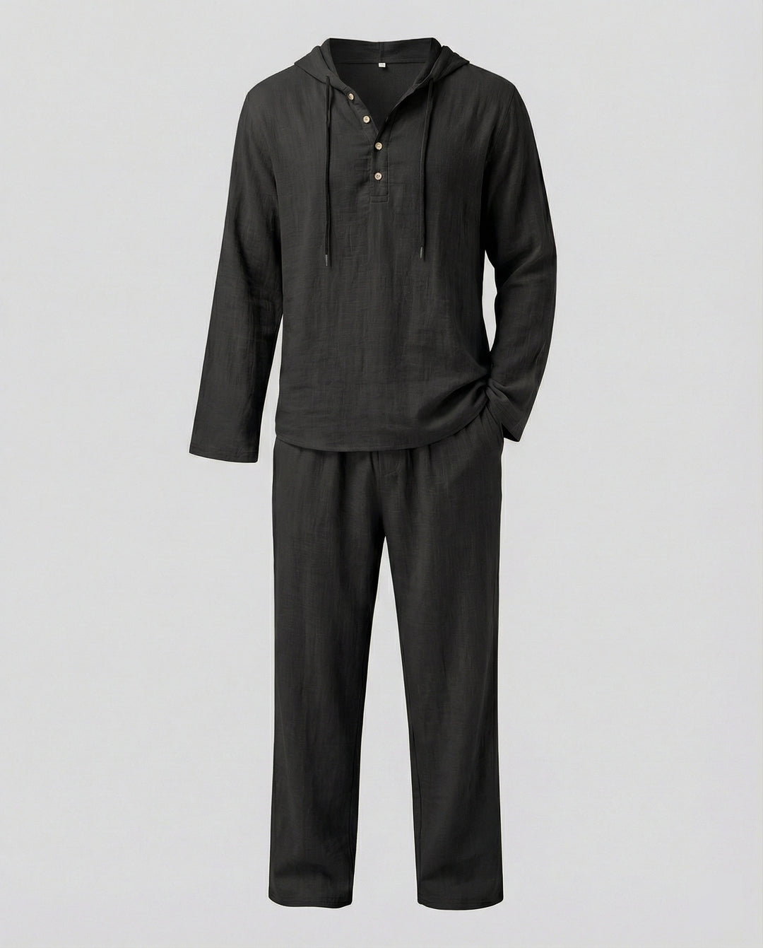 Herren lässiges Leinen-Hoodie-Set mit praktischen Taschen und entspannter Passform R&B