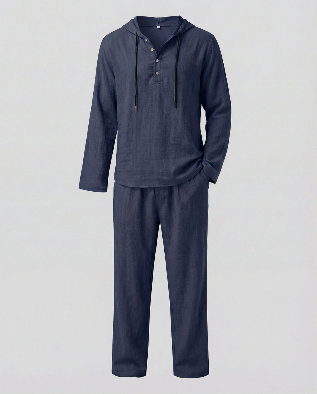Herren lässiges Leinen-Hoodie-Set mit praktischen Taschen und entspannter Passform R&B