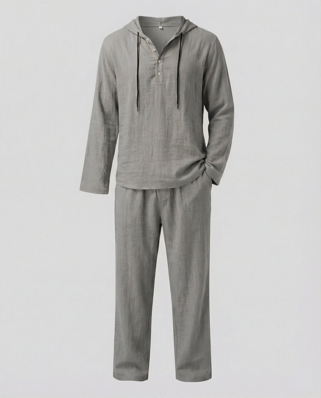 Herren lässiges Leinen-Hoodie-Set mit praktischen Taschen und entspannter Passform R&B