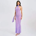 Damen Maxikleid mit schickem Halter-Design und verspieltem Animal-Print R&B