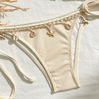 Damen Triangel-Bikini mit verspielten Detailbändern und eleganter Verzierung R&B