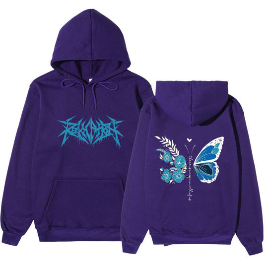 Damen Kapuzenpullover mit einzigartigem Schmetterlings- und Blumenmotiv R&B