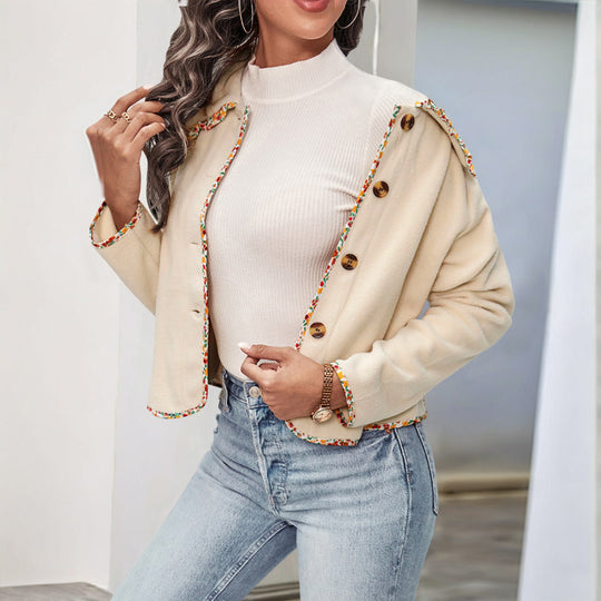 Damen elegante Jacke mit blumigen Akzenten und weichem Stoff R&B