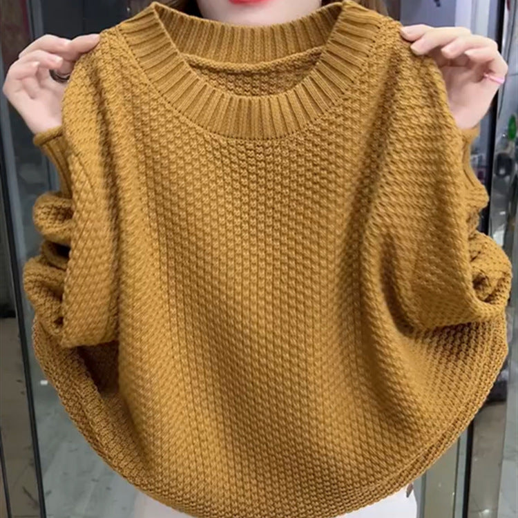 Damen lässiger Strickpullover mit strukturierter Oberfläche und weitem Schnitt R&B