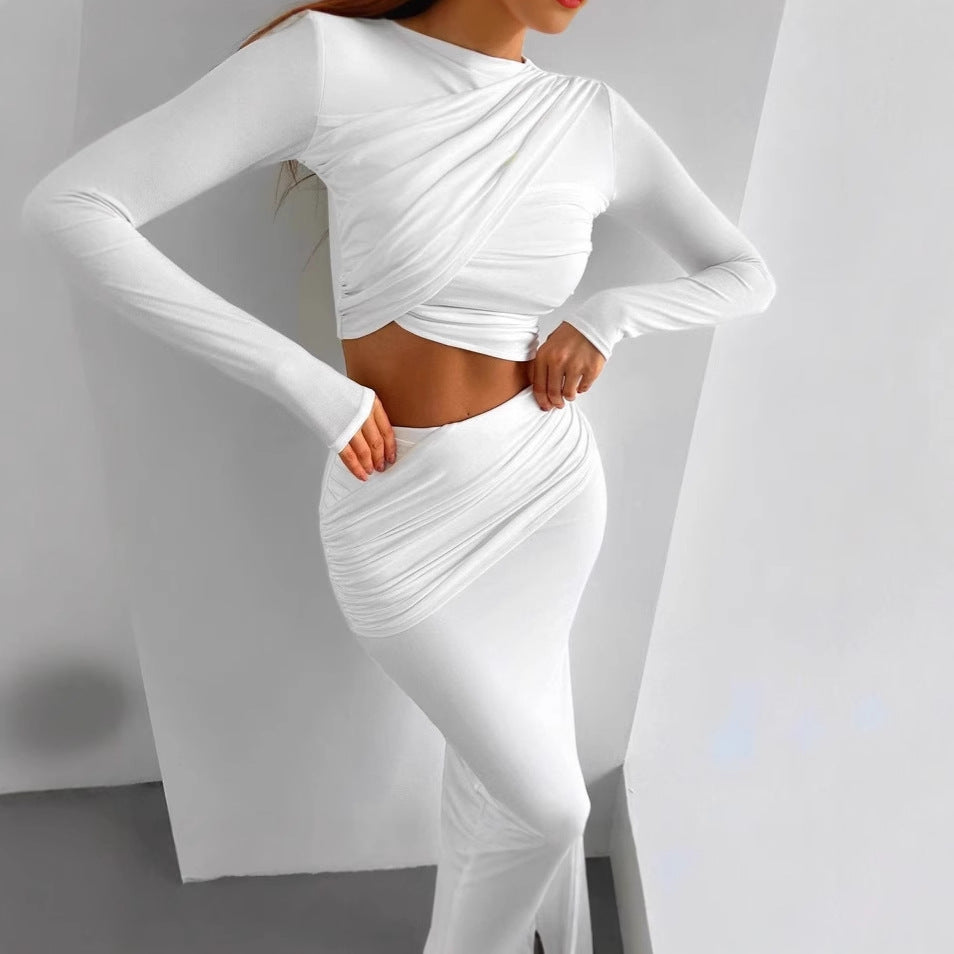 Damen Elegantes Wickelkleid mit langen Ärmeln und figurbetontem Schnitt R&B