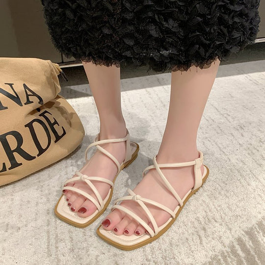 Damen Flache Riemchen-Sandalen mit elastischen Straps R&B