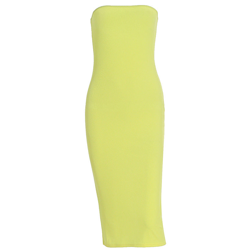 Damen Basic-Bodycon Kleid ohne Träger R&B