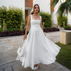Damen Elegantes Maxikleid mit traumhaftem A-Linien Schnitt und schickem Quadrat-Ausschnitt