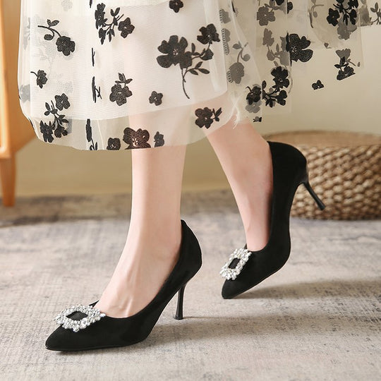 Damen elegante Spitzenpumps mit funkelndem Strassakzent R&B