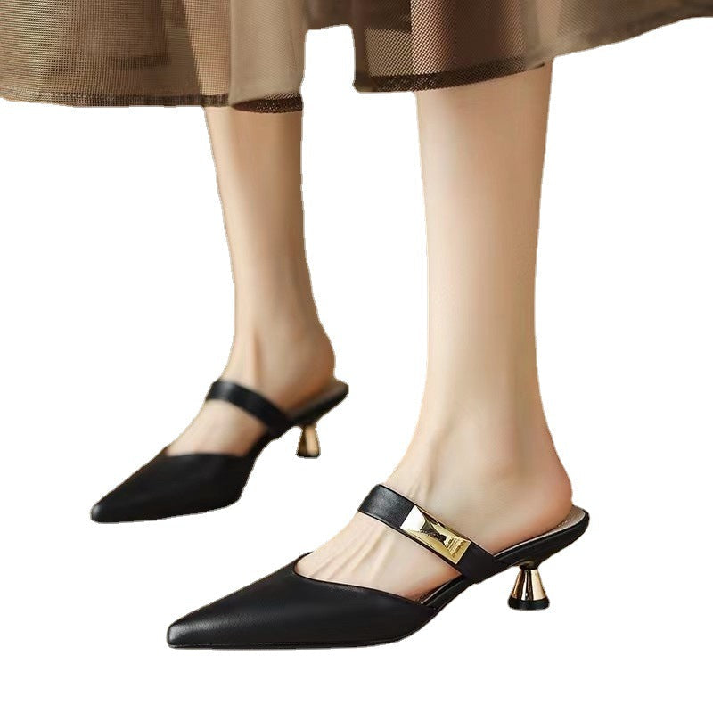 Damen elegante Slingback-Mules mit dekorativem Riemen R&B