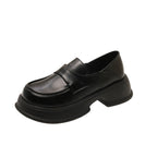 Damen modische Loafers mit dickem Plateau-Heel und elegantem Lederfinish R&B