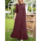 Damen Langarmhemdkleid mit Knopfdetails und raffiniertem Schnitt R&B