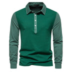 Herren Langarm-Henley-Shirt aus hochwertigem, atmungsaktivem Material mit Kontrastärmeln