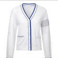 Damen modische Strickjacke mit strukturiertem Design und Taschen R&B