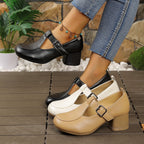 Damen elegante Absatzsandalen mit modischer Schnallenoptik R&B