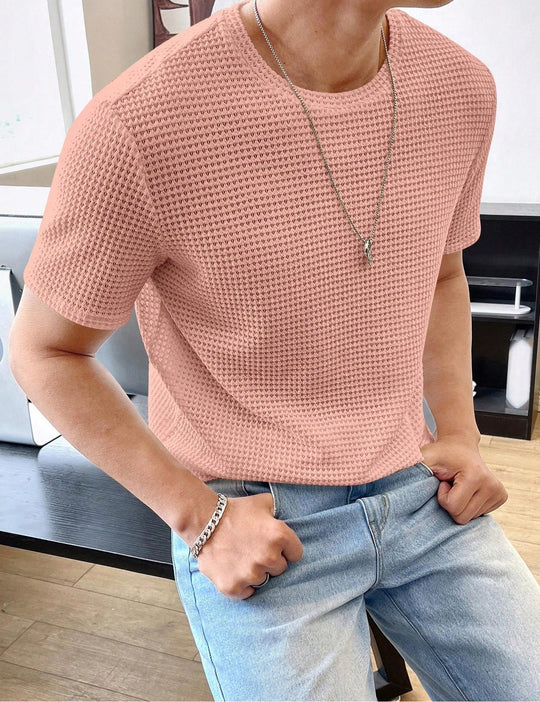 Herren lässiges Struktur-T-Shirt aus atmungsaktivem Material R&B