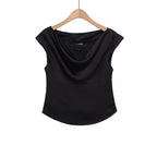 Damen elegante Satinbluse mit raffiniertem Wasserfall-Ausschnitt R&B