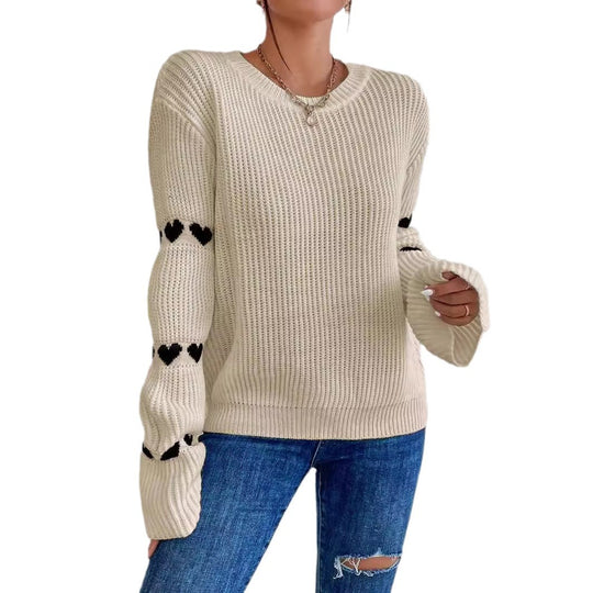 Damen Pullover mit romantischem Herzdesign R&B