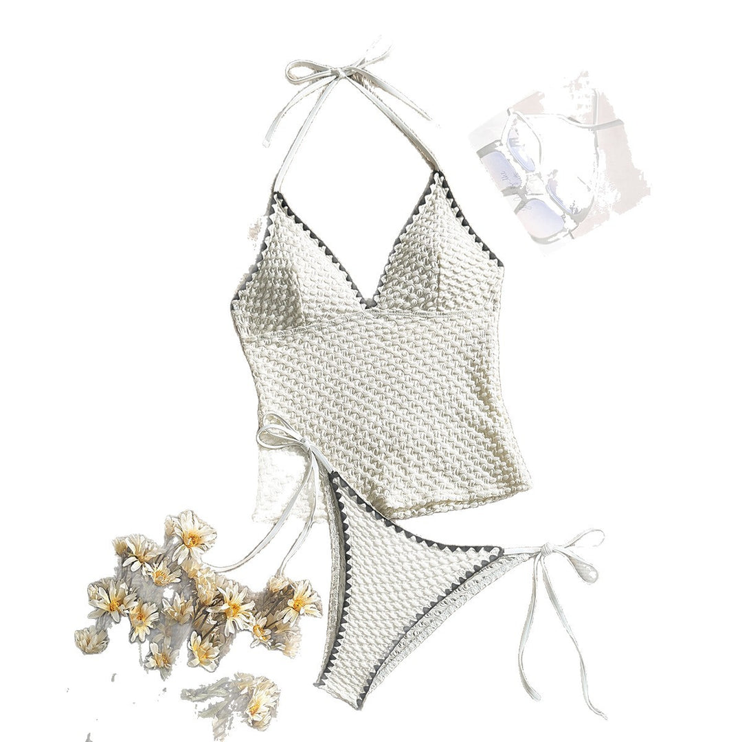 Damen Häkelbikini-Set mit modischem V-Ausschnitt R&B