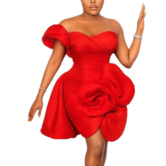 Damen Cocktailkleid mit floraler Drapierung R&B