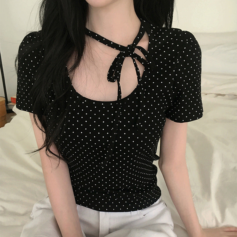 Damen Polka Dot Bluse R&B